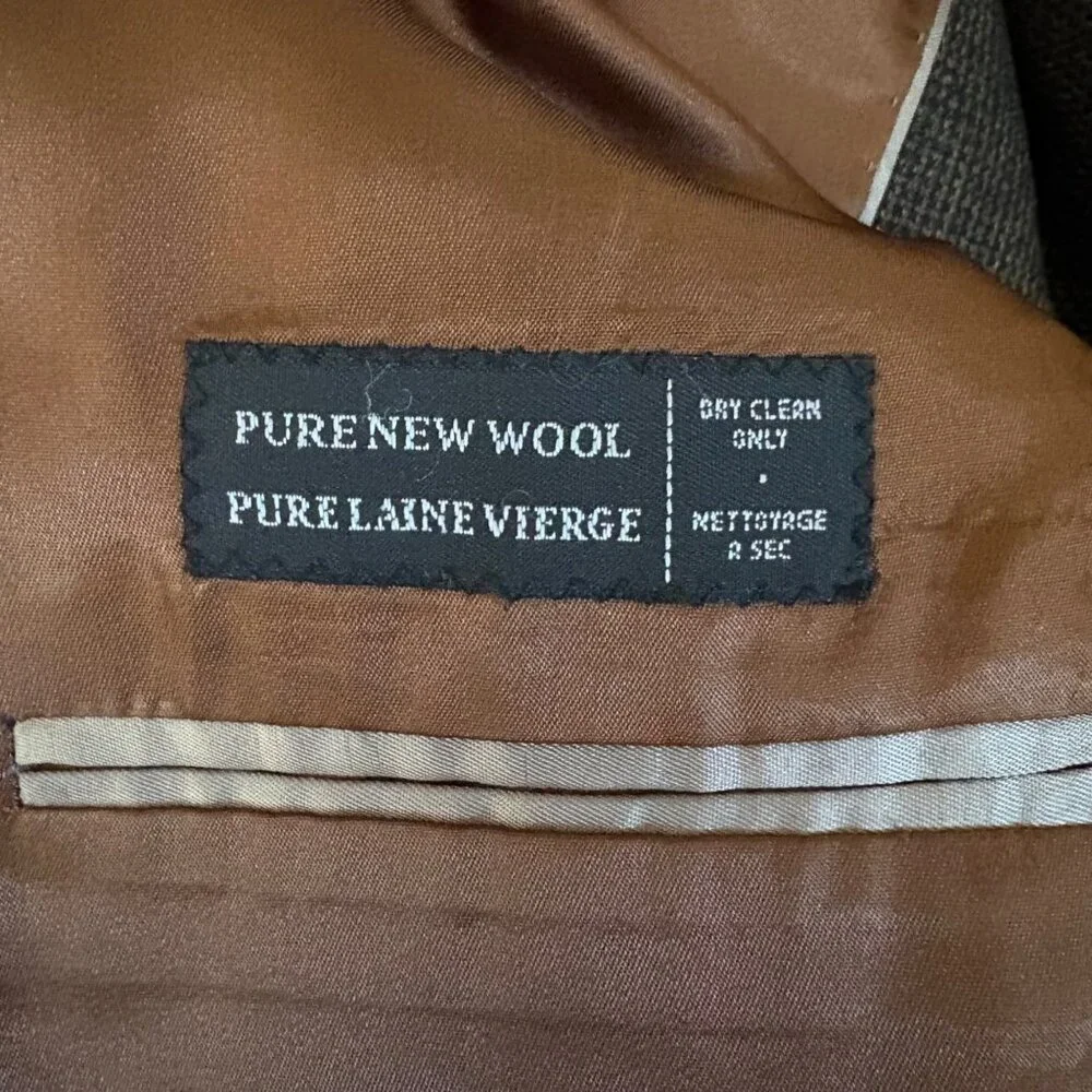Linea Mens Wool Blazer Size 48T Brown Suit Jacket Classic Made In Canada VTG